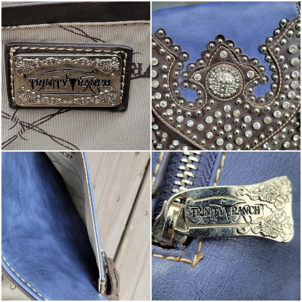 Trinity‎ Ranch Periwinkle Leatherette CCW Conseal Carry Boho Western Fringe Bag